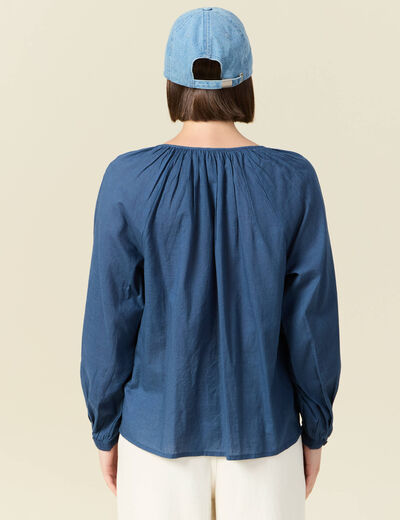 Blouse manches longues bleu foncé femme