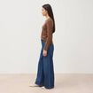 Pull fin col rond manches longues marron femme
