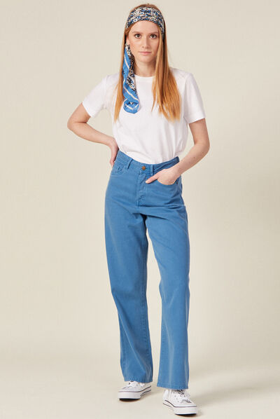Pantalon large éco-responsable bleu femme