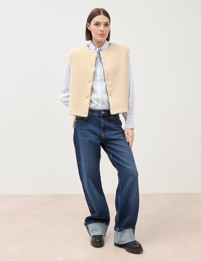 Gilet sans manches r&eacute;versible bleu femme