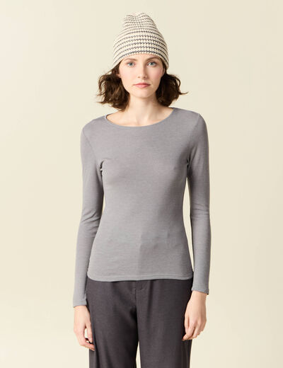 T-shirt femme maille unie Instinct gris femme