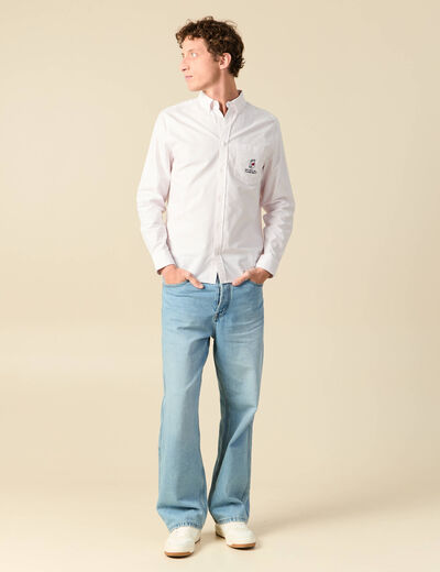 Chemise droite en coton rose poudr&eacute;e homme