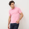 Polo cintr&eacute; en coton manches courtes rose homme