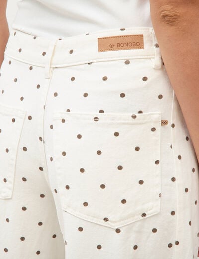 Jeans taille haute bas resserr&eacute; ecru femme