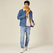 Veste droite en jean denim stone homme