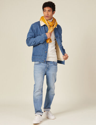 Veste droite en jean denim stone homme