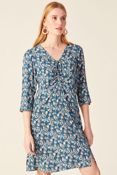 Robe droite éco-responsable bleu canard femme