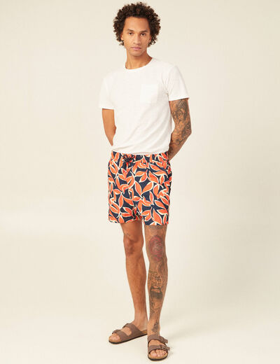 Short de bain orange homme