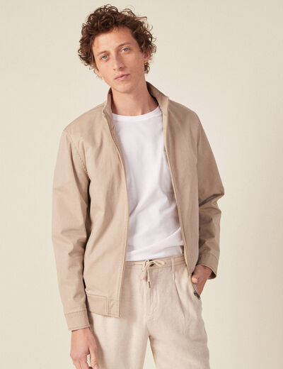 Blouson droit zippé sable homme