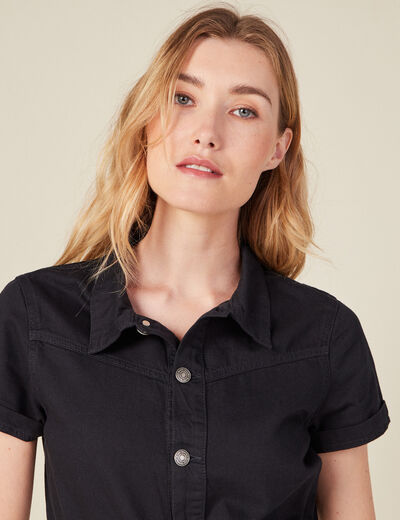 Combishort boutonnée noir femme