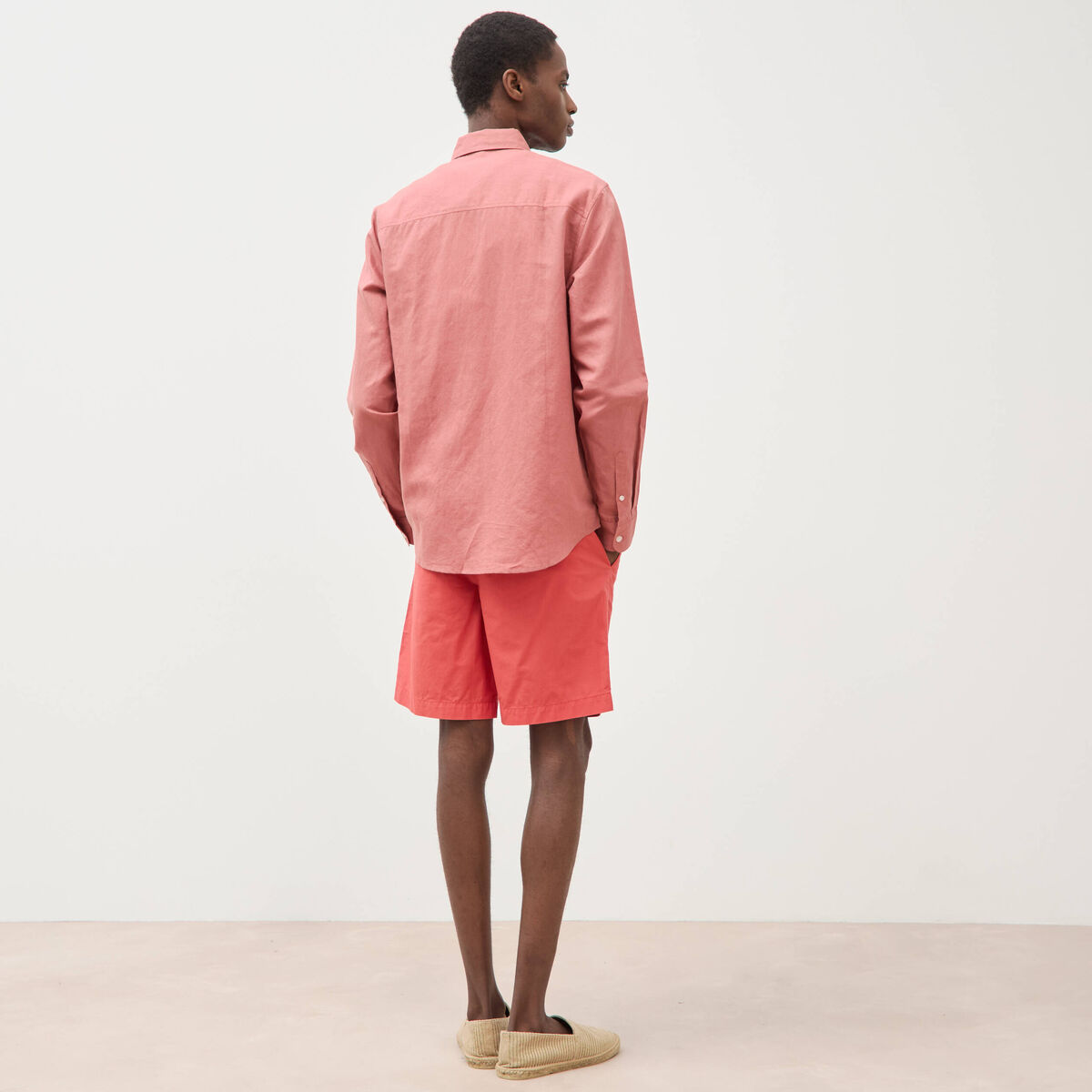 Chemise manches longues rose homme