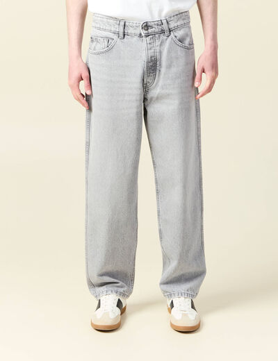 Jeans large relaxed denim snow gris homme