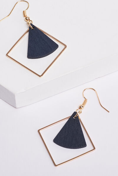 Boucles d'oreilles pendantes bleu marine femme