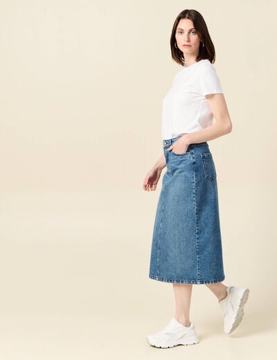 Jupe midi crayon en jean denim used femme