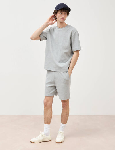 T-shirt ample col rond manches courtes gris homme