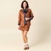 Chemise &agrave; pans manches longues en coton denim stone femme