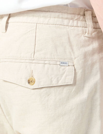 Bermuda droite à coulisse beige homme