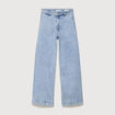 Jeans large taille haute denim bleach femme