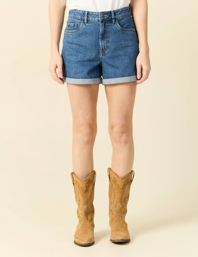 Short mom éco-responsable denim stone femme