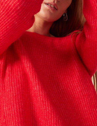 Pull manches longues rose framboise femme