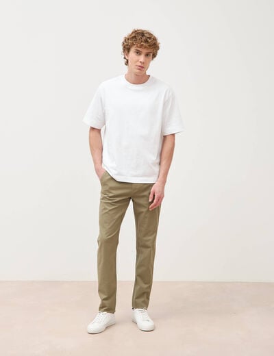 Pantalon chino slim vert kaki homme