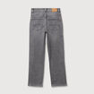 Jeans straight 7/8&egrave;me taille haute denim gris femme