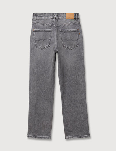 Jeans straight 7/8&egrave;me taille haute denim gris femme