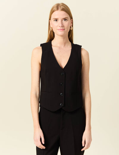Veston sans manches ajusté noir femme