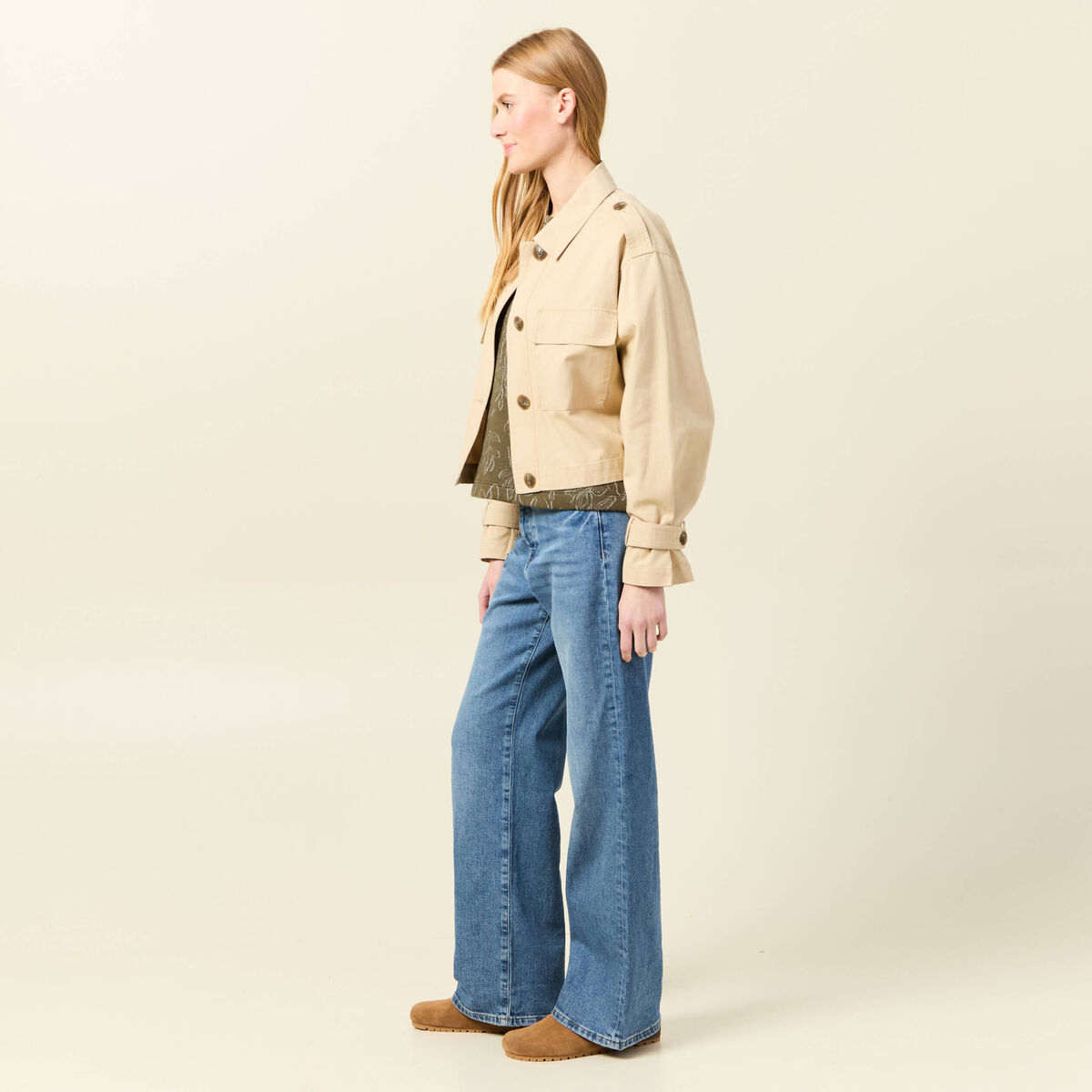 Blouson oversize beige femme