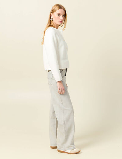 Gilet manches longues ecru femme