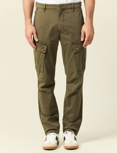 Pantalon cargo droit vert kaki homme