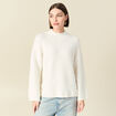 Pull manches longues col montant ivoire femme