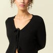 Gilet col V manches longues n&oelig;uds noir femme