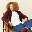 Sweat &agrave; capuche manches longues bordeaux femme