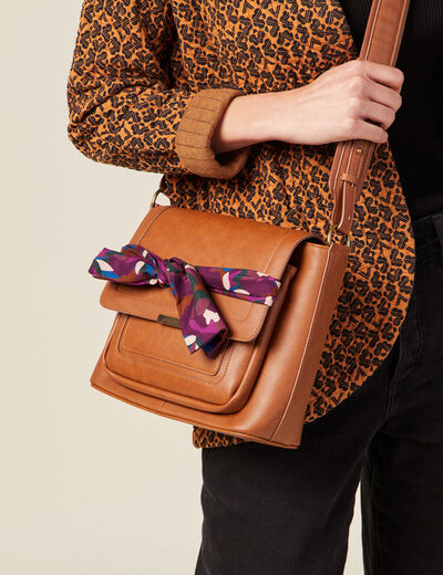 Sac besace avec foulards marron femme