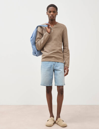 Bermuda en jeans denim bleach homme