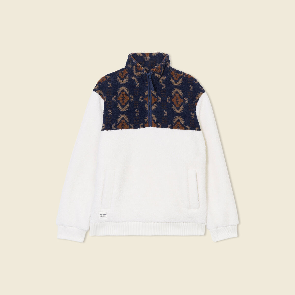 Sweat col camionneur ecru homme