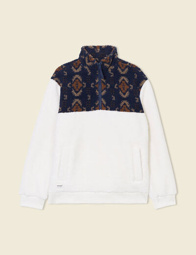 Sweat col camionneur ecru homme
