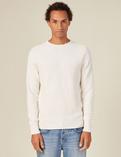 Pull manches longues fabriqué en France ecru homme
