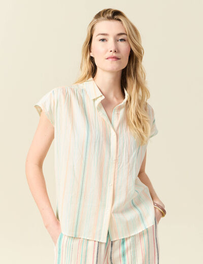 Blouse manches courtes blanc femme