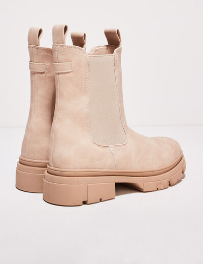 Bottines chelsea crantées creme femme