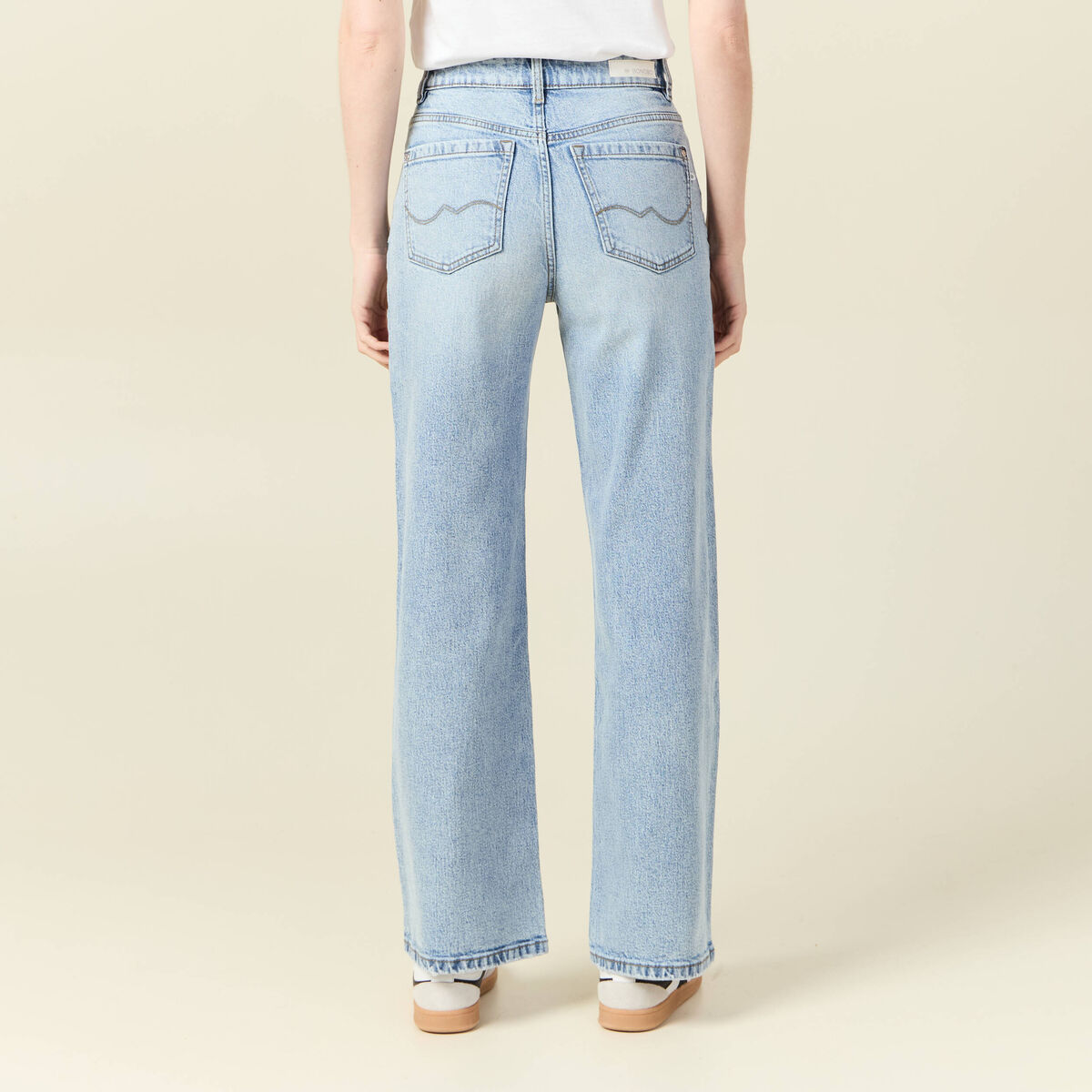 Jeans large éco-responsable denim snow bleu femme