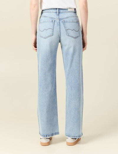 Jeans large éco-responsable denim snow bleu femme