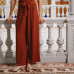 Pantalon loose avec ceinture marron cognac femme