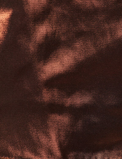 Caraco cintr&eacute; bretelles col v brillant marron cognac femme
