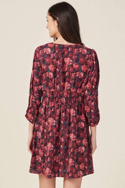 Robe droite manches 3/4 noir femme