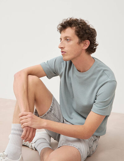 T-shirt col rond manches courtes vert clair homme