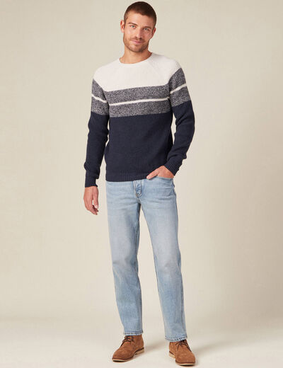 Pull manches longues fabriqué en France ecru homme