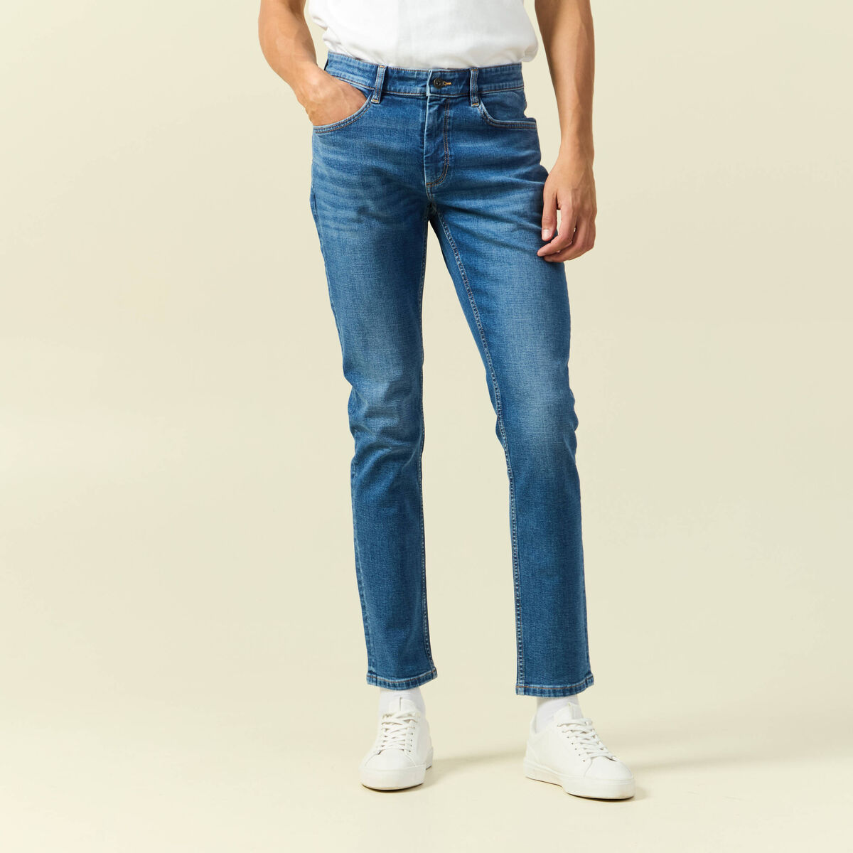 Jeans slim 5 poches longueur 32 denim stone homme