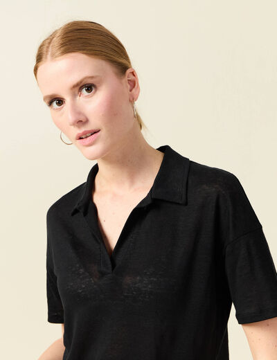Polo manches courtes noir femme